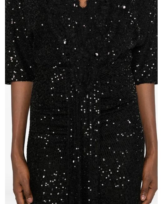 Nissa Black Sequinned Midi Dress