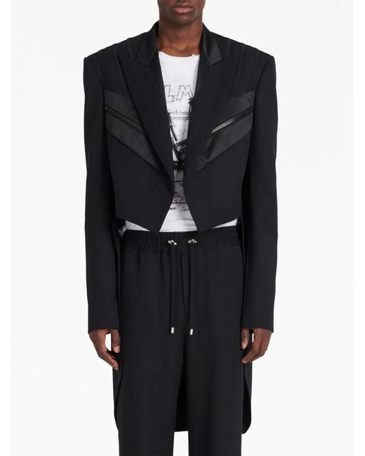 Balmain Black Single-Breasted Wool Tailcoat for men
