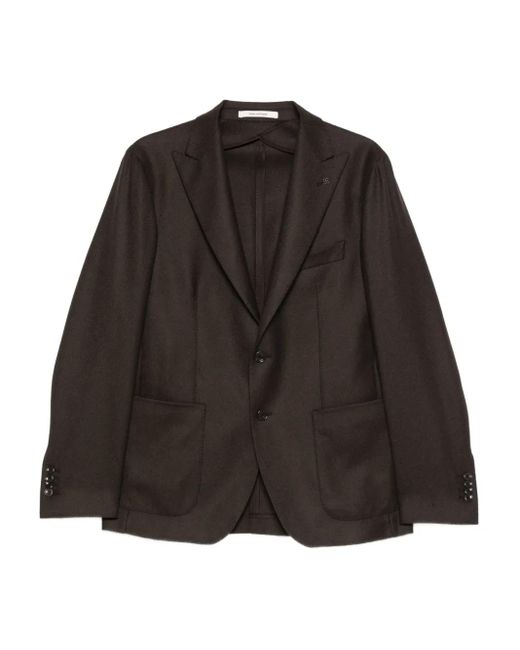 Tagliatore Black Peak-Lapel Blazer for men