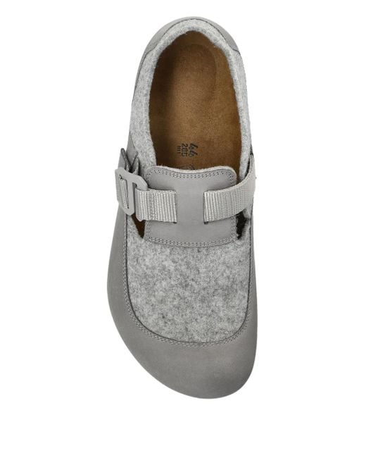 Birkenstock White London Nova Buckle-Strap Felt Loafers for men