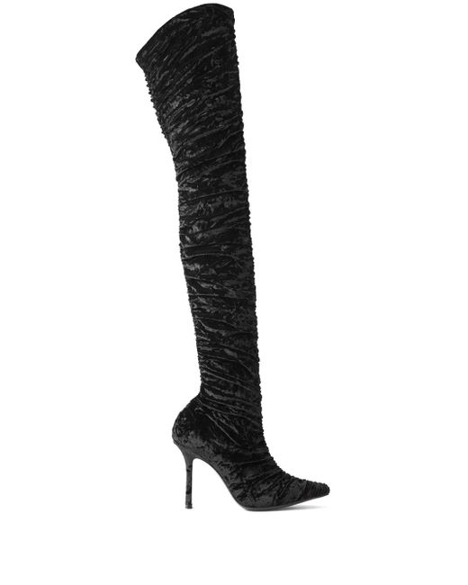Jimmy Choo Black Lotta 100 Velvet Over-The-Knee Boots