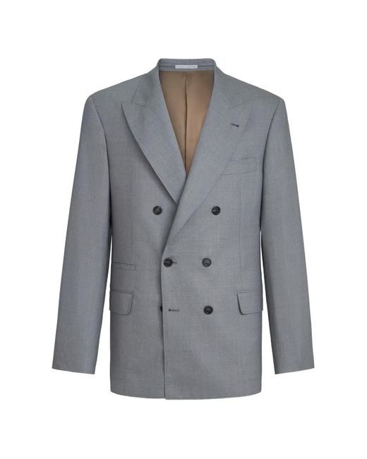 Brunello Cucinelli Gray Virgin-Wool And Silk Lightweight Hopsack One-And-A-Half Breasted Blazer for men