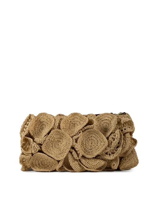 Farm Rio Natural Flower-Appliqué Clutch Bag