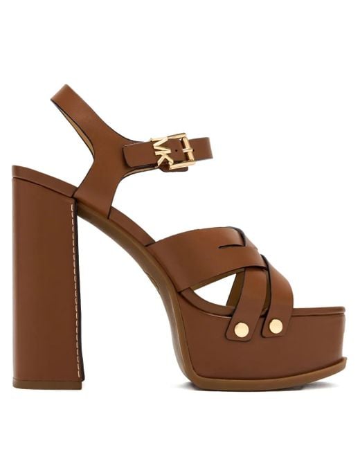 Michael Kors Brown 127mm Nora Platform Crisscross Sandals