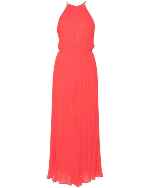 MICHAEL Michael Kors Red Pleated Long Jumpsuit