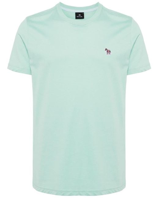 PS by Paul Smith Green Logo-embroidered Organic Cotton T-shirt for men