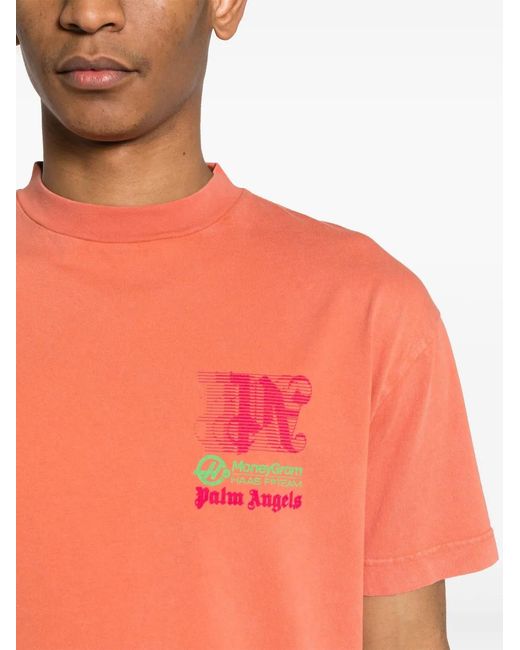Palm Angels X Moneygram T-Shirt Met Print in het Orange