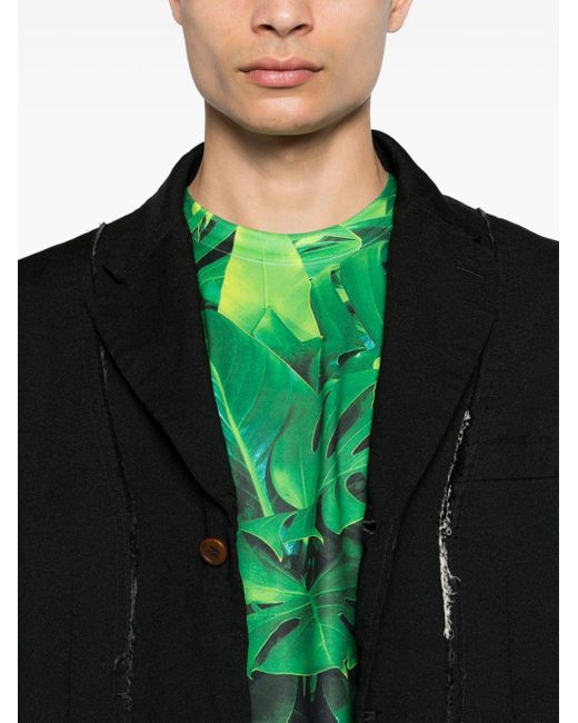 Leaf-print crew-neck T-shirt di Comme des Garçons in Green da Uomo