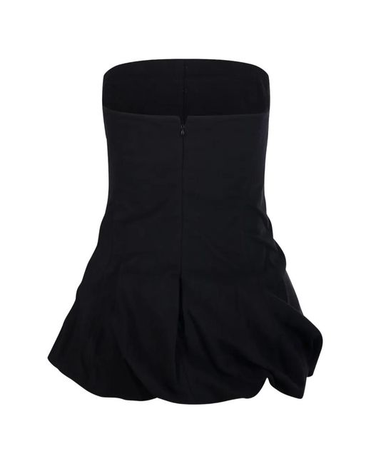 LAMRONS Black Strapless Bubble-Hem Top