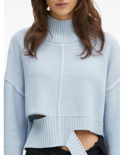 MM6 by Maison Margiela Blue High-Neck Sweater