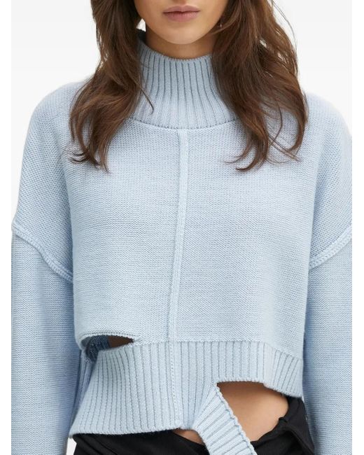 MM6 by Maison Martin Margiela Blue High-Neck Sweater