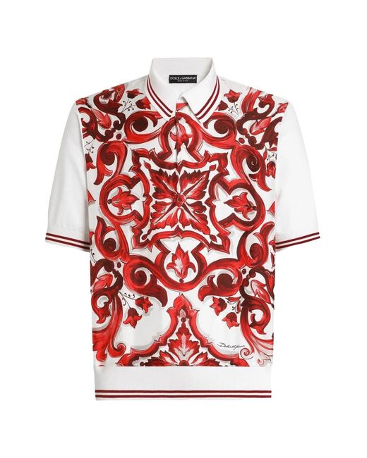 Dolce & Gabbana Red Polo À Imprimé Majolica for men