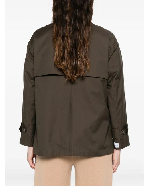 Max Mara Brown Logo-Patch Double-Breasted Coat