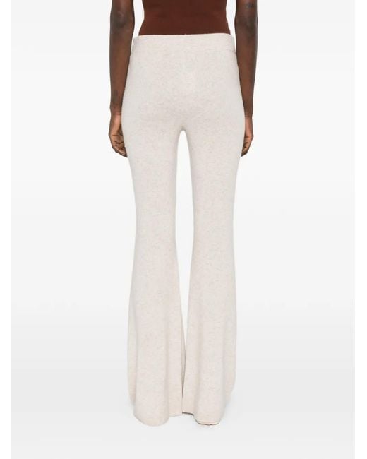 Bompard White Ribbed Flared Trousers