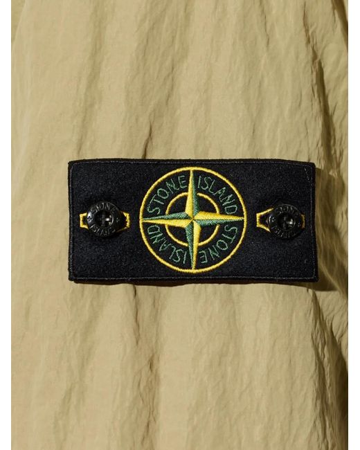 Stone Island Natural Hooded Jacket With Brand Logo Patch for men
