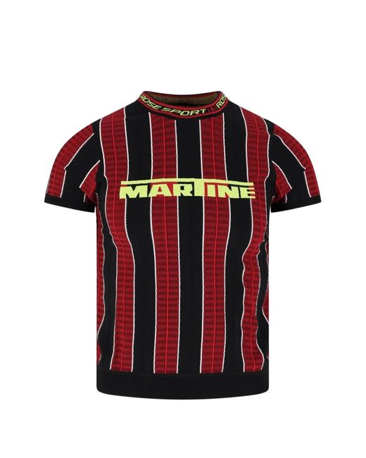 Martine Rose Red Logo Striped T-Shirt for men