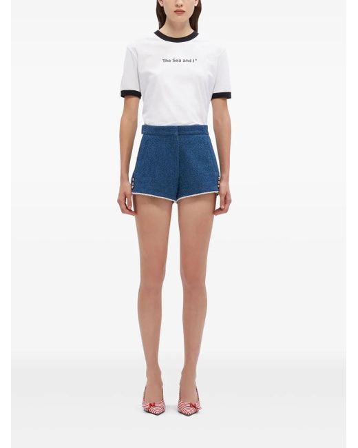 MSGM Blue Striped-Edge Mini Shorts