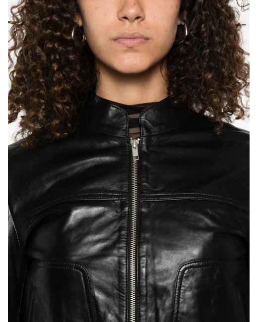R13 Black Zip-Front Leather Jacket