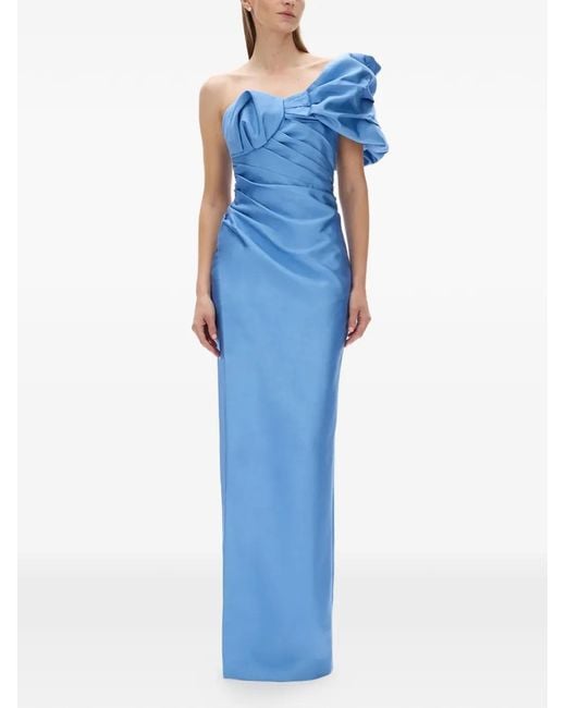 Rachel Gilbert Blue Marlo One-Shoulder Maxi Dress