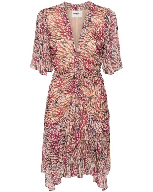 Isabel Marant Pink Graphic-print Ruched Dress