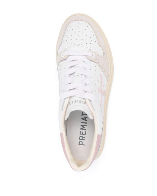 Premiata White Quinnd Panelled Leather Sneakers