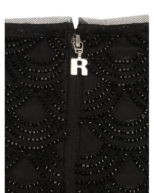ROTATE BIRGER CHRISTENSEN Black Sequin-Embellished Scalloped-Hem Skirt