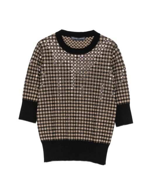 Ermanno Scervino Black Check-Pattern Sequin-Embellished Sweater
