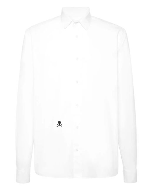 Philipp Plein Overhemd Verfraaid Met Doodskop in het White voor heren
