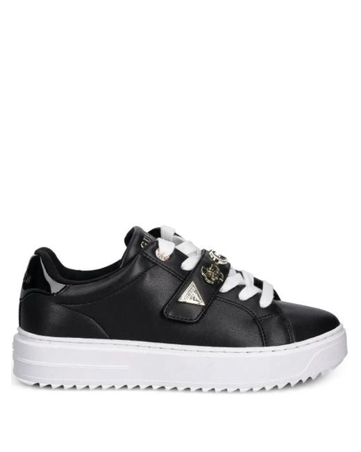 Guess Black Logo-Plaque Strap Sneakers