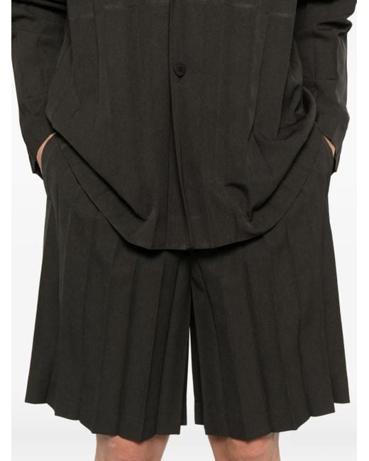 Homme Plissé Issey Miyake Black Pleated Shorts for men