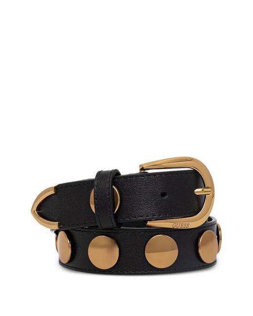 Guess Black Stud-Embellished Leather Belt