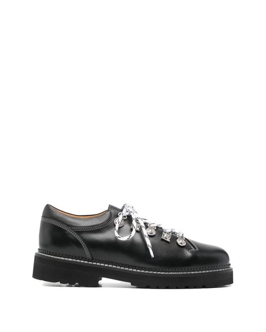 Toga Virilis Black Eyelet-Detail Leather Lace-Up Derby Shoes for men