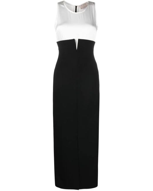 V:PM ATELIER Black Aria Two-Tone Crepe Maxi Dress
