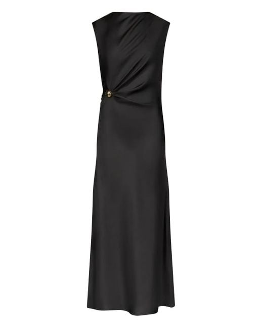 Loulou de Saison Roan Zijden Jurk Met Metalen Ornament in het Black