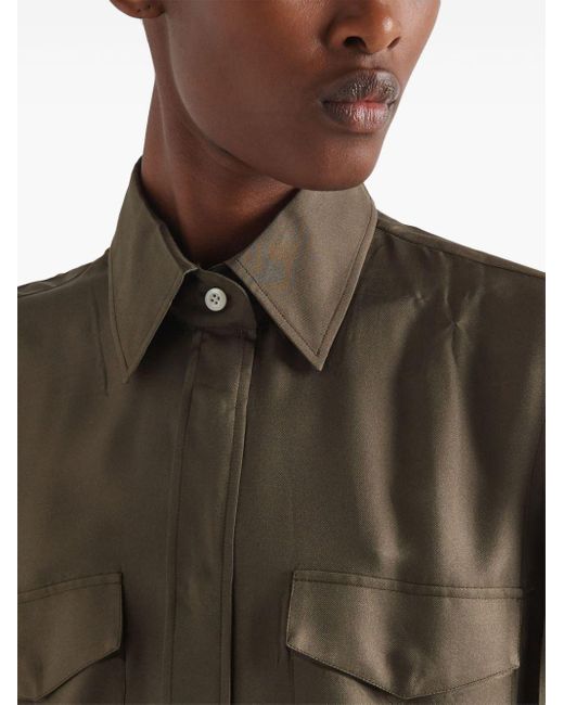 Prada Natural Ombré-effect Silk-twill Shirt Dress