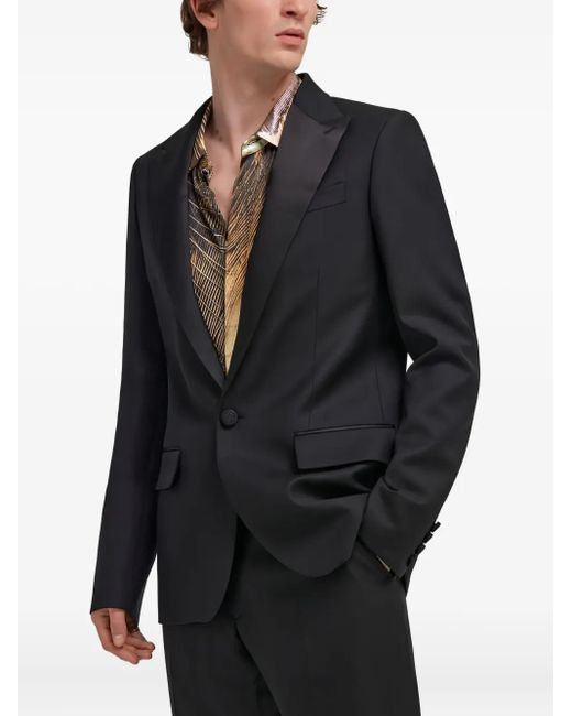 Roberto Cavalli Black Satin-Lapel Single-Button Blazer for men