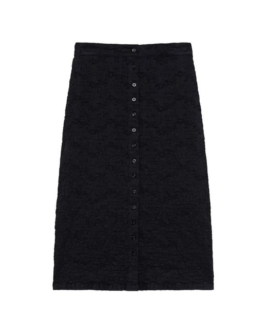 MSGM Black Button-Down Midi Skirt
