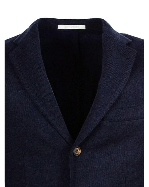 Eleventy Blue Single-Breasted Patch-Pocket Blazer for men