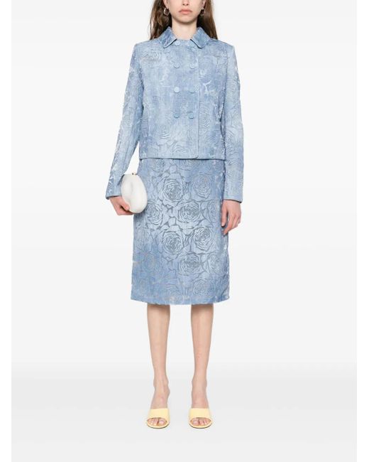 Ermanno Scervino Blue Devoré-Effect Skirt