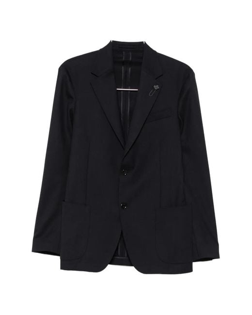 Lardini Black Notched-Lapel Single-Breasted Suit for men