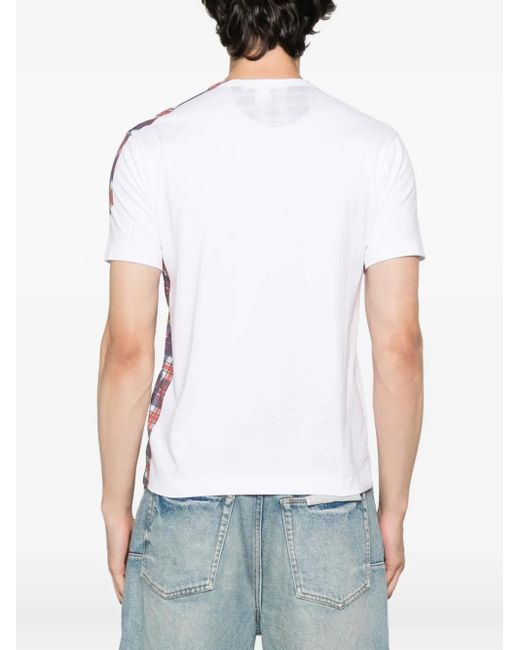 Comme des Garçons Pink Checked Panelled T-Shirt for men