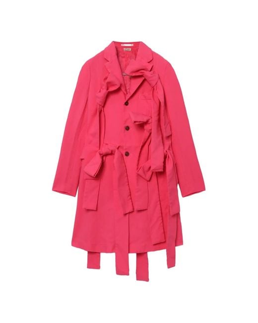 Comme des Garçons Pink Bow-Details Coat for men