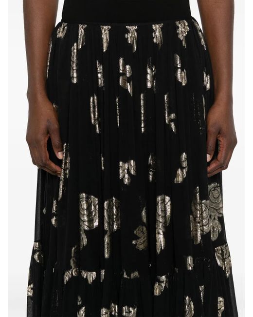 Chloé Black Floral-Jacquard Maxi Skirt