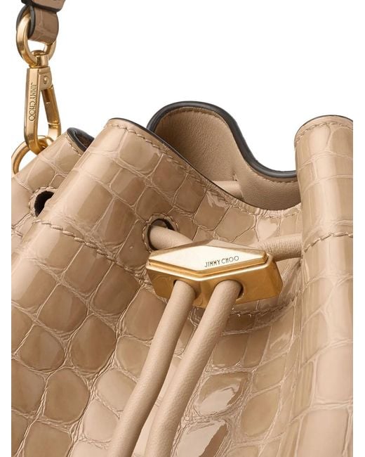 Jimmy Choo Natural Medium Cinch Crocodile-Embossed Shoulder Bag