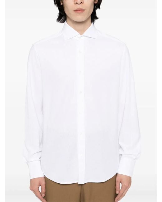 Brunello Cucinelli White Button-Up T-Shirt for men