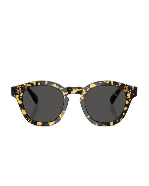 Oliver Peoples Black Round-Frame Sunglasses