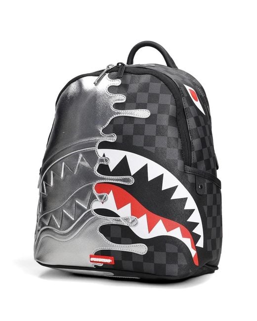 Sprayground Checkerboard Shark-Mouth Backpack in Gray for Men | Lyst
