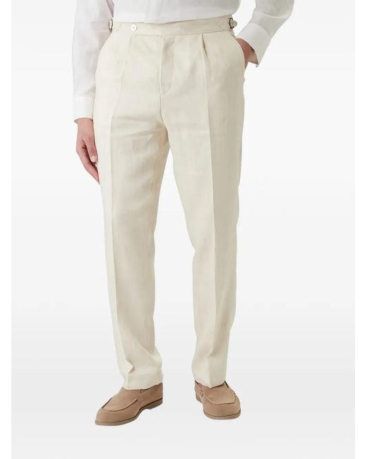 Boss Natural Pleated Tapered-Leg Trousers for men