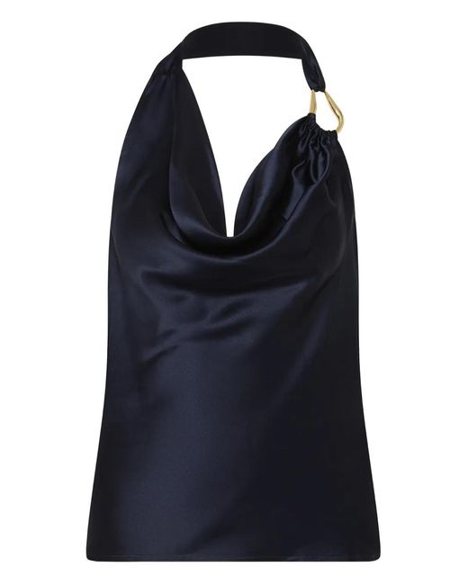 Rebecca Vallance Blue Elise Sleveeless Ring-Detailed Top