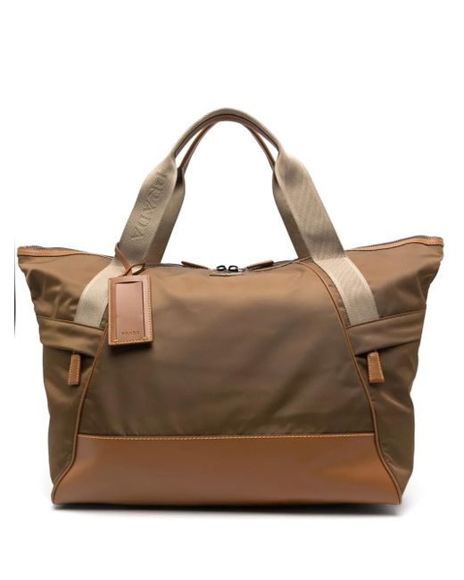 Prada Brown Triangle-Logo Duffle Bag